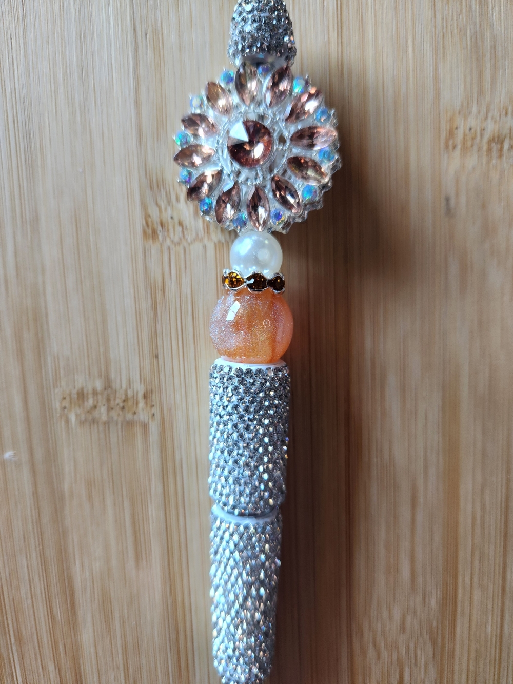 Crystal Accent Orange Bead Pendant Pen